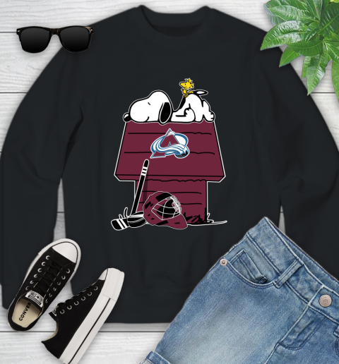 Colorado Avalanche NHL Hockey Snoopy Woodstock The Peanuts Movie Youth Sweatshirt 2