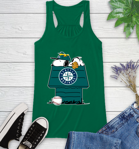 MLB Seattle Mariners Snoopy Woodstock The Peanuts Movie Baseball T Shirt Racerback Tank 7