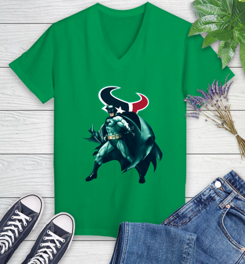 NFL Batman Football Sports Houston Texans Women's V-Neck T-Shirt 5