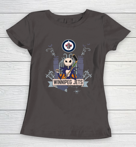 NHL Winnipeg Jets Hockey Jack Skellington Halloween Women's T-Shirt 7
