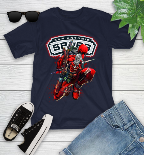 NBA Deadpool Marvel Comics Sports Basketball San Antonio Spurs Youth T-Shirt 3