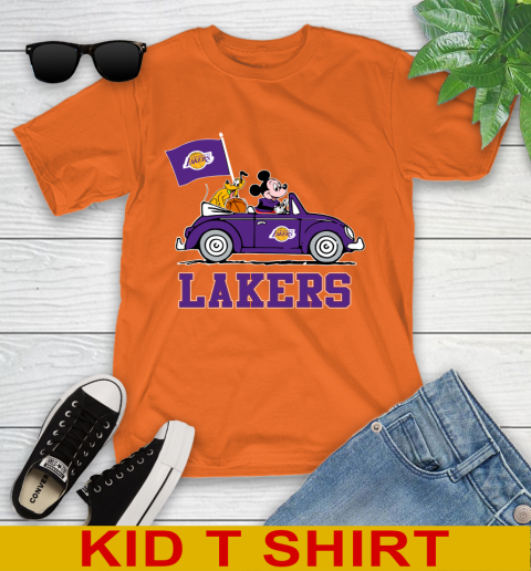 NBA Basketball Los Angeles Lakers Pluto Mickey Driving Disney Shirt Youth T-Shirt 7