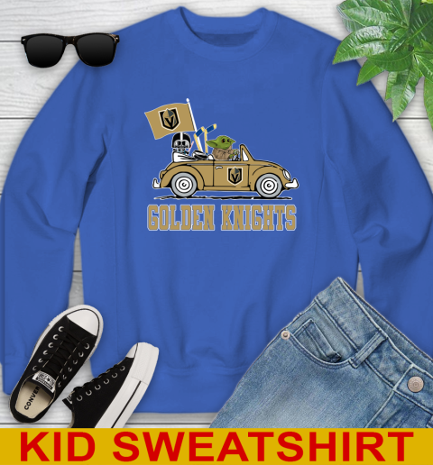 NHL Hockey Vegas Golden Knights Darth Vader Baby Yoda Driving Star Wars Shirt Youth Sweatshirt 7