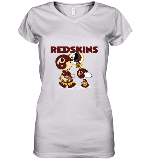 Washington Redskins Let's Play Football Together Snoopy NFL Shirts Women's V-Neck T-Shirt