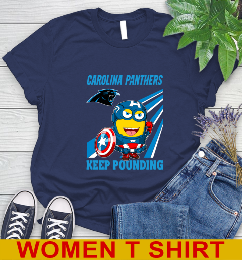 NFL Football Carolina Panthers Captain America Marvel Avengers Minion Shirt Women's T-Shirt 12