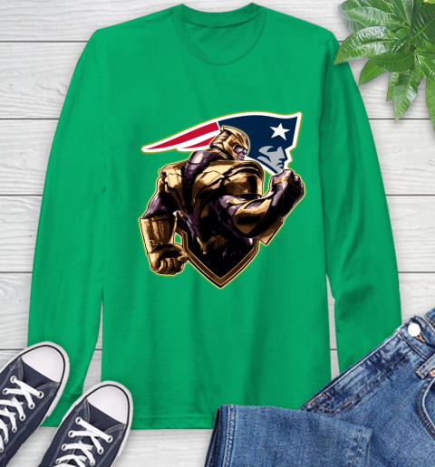 NFL Thanos Avengers Endgame Football Sports New England Patriots Long Sleeve T-Shirt 7