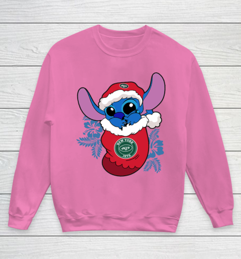 New York Jets Christmas Stitch In The Sock Funny Disney NFL Youth Sweatshirt 7