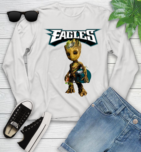 Philadelphia Eagles NFL Football Groot Marvel Guardians Of The Galaxy Youth Long Sleeve