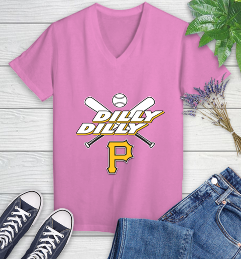 MLB Pittsburgh Pirates Dilly Dilly Baseball Sports Women's V-Neck T-Shirt 14