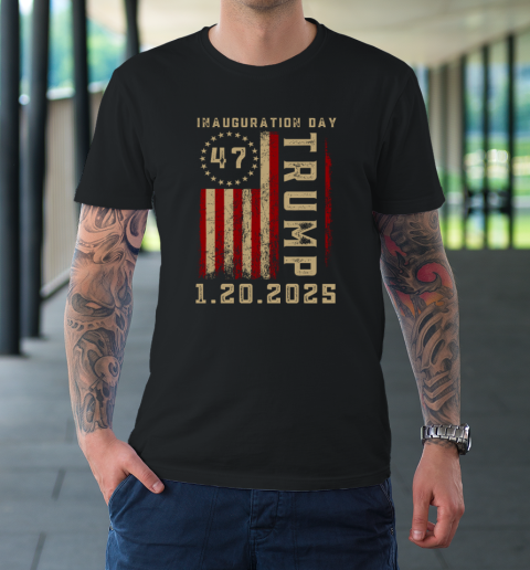 Donald Trump Inauguration Day 2025 47th President 47 US Flag T-Shirt