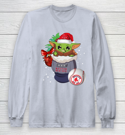 Boston Red Sox Christmas Baby Yoda Star Wars Funny Happy MLB Long Sleeve T-Shirt 6