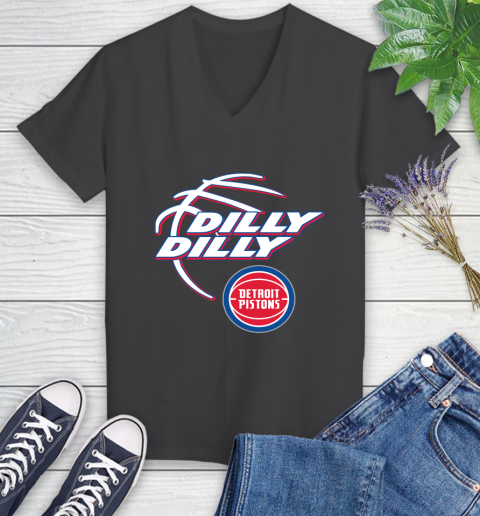 NBA Detroit Pistons Dilly Dilly Basketball Sports Women's V-Neck T-Shirt 8