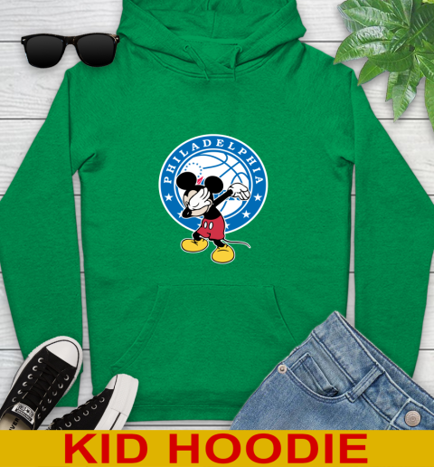 Philadelphia 76ers NBA Basketball Dabbing Mickey Disney Sports Youth Hoodie 8