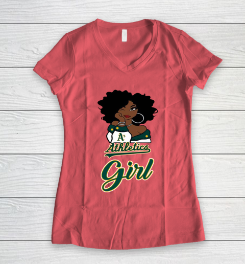 Oakland Athleticss Girl MLB Women's V-Neck T-Shirt 6