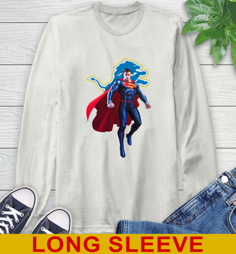 NFL Superman DC Sports Football Detroit Lions Long Sleeve T-Shirt 12