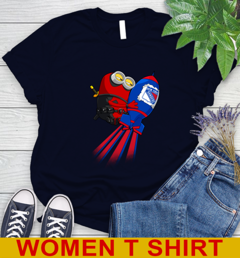 NHL Hockey New York Rangers Deadpool Minion Marvel Shirt Women's T-Shirt 2