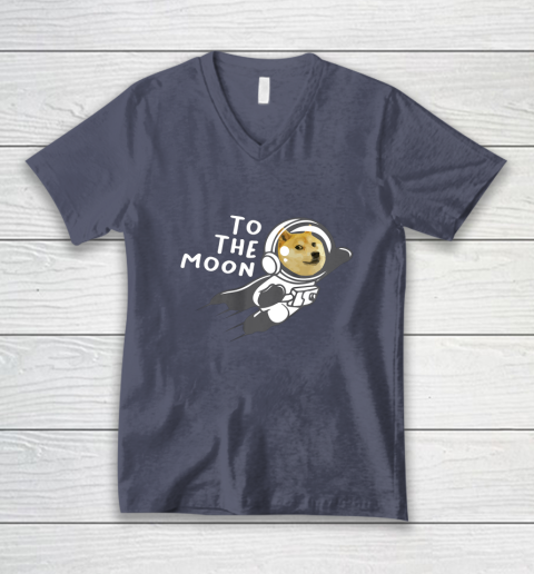 Dogecoin to the Moon Shirt Hodl Doge Coin Crypto Currency V-Neck T-Shirt 7