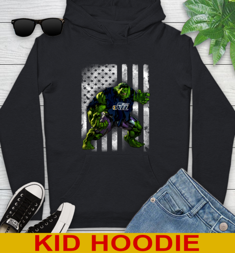 Utah Jazz Hulk Marvel Avengers NBA Basketball American Flag Youth Hoodie