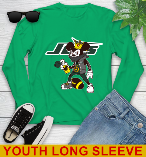 New York Jets NFL Football Mickey Peace Sign Sports Youth Long Sleeve 7