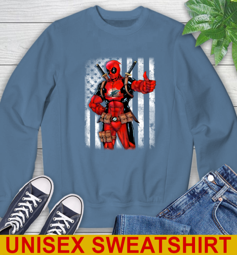 NFL Football Miami Dolphins Deadpool American Flag Shirt Sweatshirt 10