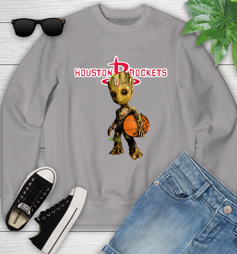 Houston Rockets NBA Basketball Groot Marvel Guardians Of The Galaxy Youth Sweatshirt 4