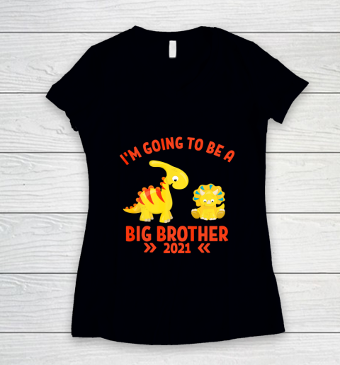 Big Brother 2021 I m Going To Be A Big brother Dinosaurs Women's V-Neck T-Shirt