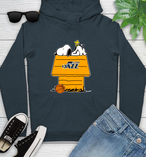 Utah Jazz NBA Basketball Snoopy Woodstock The Peanuts Movie Youth Hoodie 8