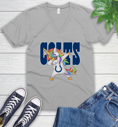 Indianapolis Colts NFL Football Funny Unicorn Dabbing Sports V-Neck T-Shirt 4