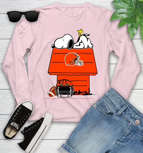 Cleveland Browns NFL Football Snoopy Woodstock The Peanuts Movie Youth Long Sleeve 10