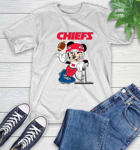 NFL Kansas city chiefs Mickey Mouse Disney Super Bowl Football T Shirt T-Shirt