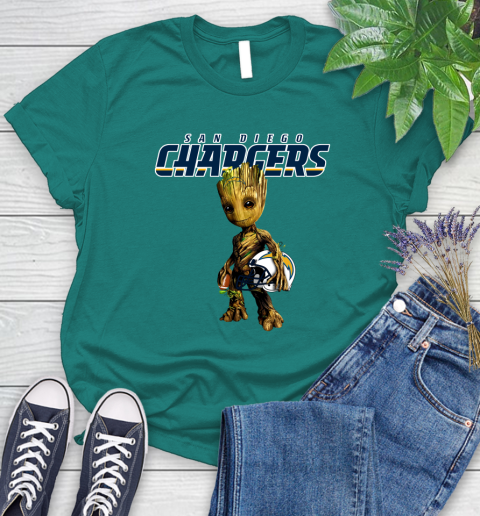 Los Angeles Chargers NFL Football Groot Marvel Guardians Of The Galaxy Women's T-Shirt 12