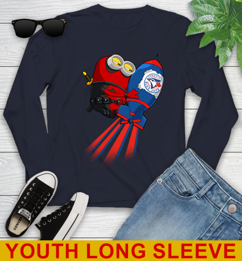 MLB Baseball Toronto Blue Jays Deadpool Minion Marvel Shirt Youth Long Sleeve 2