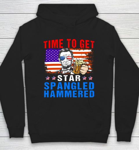 Beer Lover Shirt 4th of July Time To Get Star Spangled Hammered Lincoln Beer USA Flag Hoodie