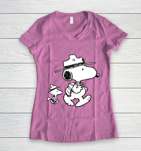 Funny Snoopy Woodstock Camping Women's V-Neck T-Shirt 8