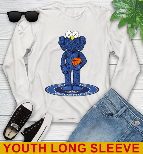 NBA Basketball Dallas Mavericks Kaws Bff Blue Figure Shirt Youth Long Sleeve 12