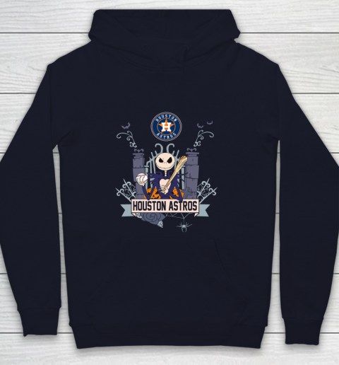 MLB Houston Astros Baseball Jack Skellington Halloween Youth Hoodie 2