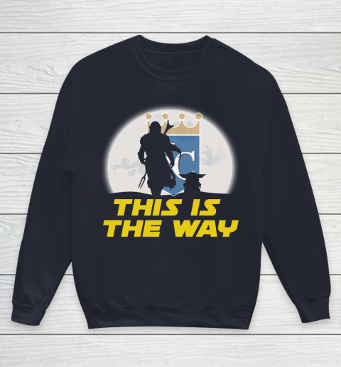 Kansas City Royals MLB Baseball Star Wars Yoda And Mandalorian This Is The Way Youth Sweatshirt 2