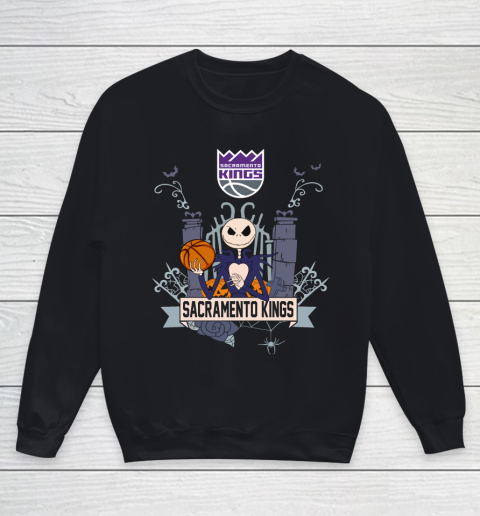 NBA Sacramento Kings Basketball Jack Skellington Halloween Youth Sweatshirt