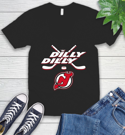 NHL New Jersey Devils Dilly Dilly Hockey Sports V-Neck T-Shirt 2