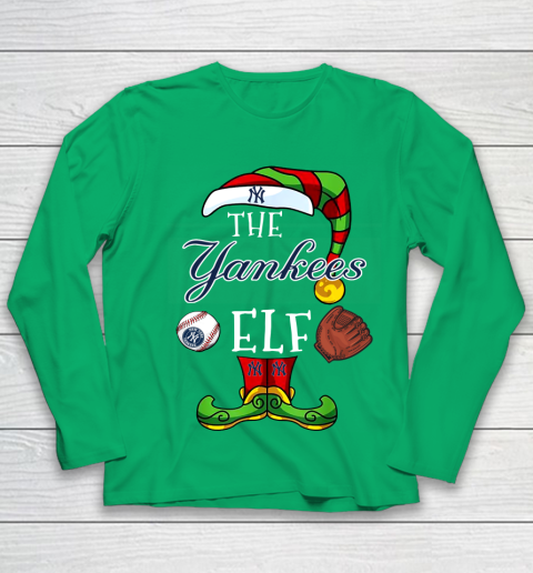 New York Yankees Christmas ELF Funny MLB Youth Long Sleeve 4