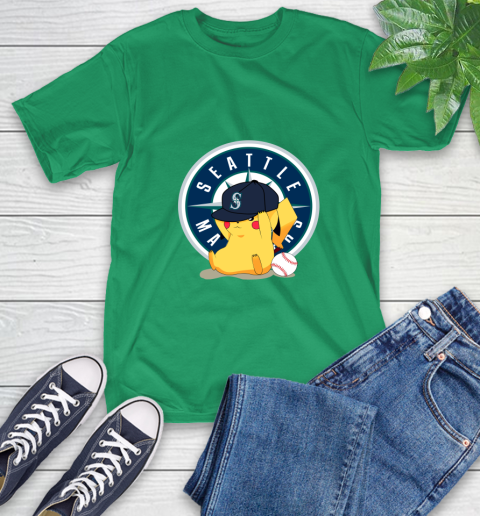 MLB Pikachu Baseball Sports Seattle Mariners T-Shirt 7
