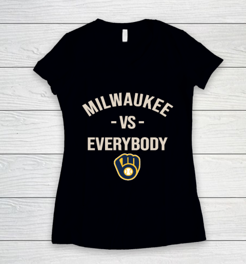Milwaukee Brewers Vs Everybody Women's V-Neck T-Shirt