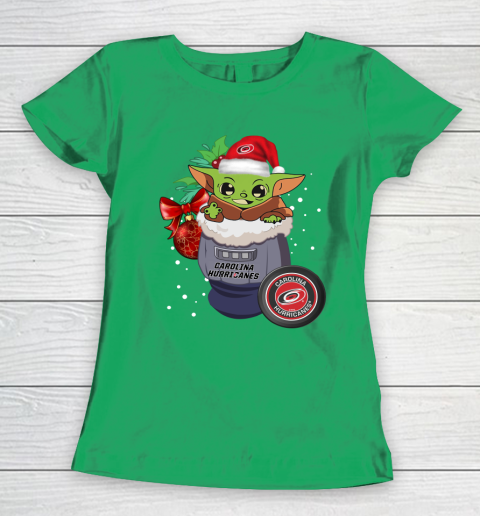 Carolina Hurricanes Christmas Baby Yoda Star Wars Funny Happy NHL Women's T-Shirt