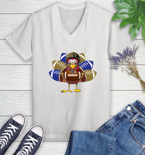 Baltimore Ravens Turkey Thanksgiving Day Women's V-Neck T-Shirt