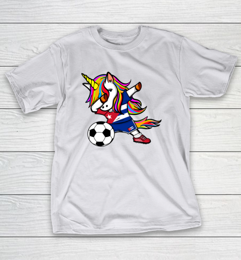Funny Dabbing Unicorn Cuba Football Cuban Flag Soccer T-Shirt 24