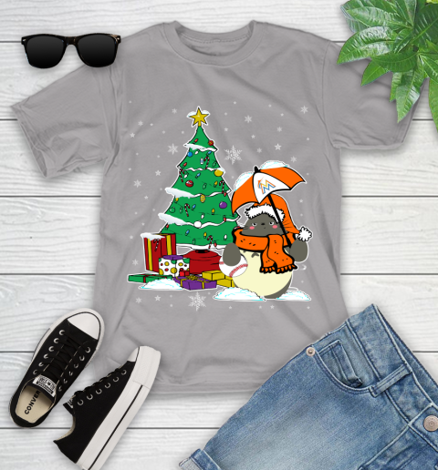 Miami Marlins MLB Baseball Cute Tonari No Totoro Christmas Sports Youth T-Shirt 4