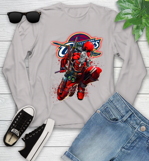 NBA Deadpool Marvel Comics Sports Basketball Cleveland Cavaliers Youth Long Sleeve 12
