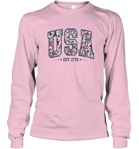 冬ギフト セ Floral Of 4Th Girly Shirt Girl American Shirt 1776 Est Usa トップス
