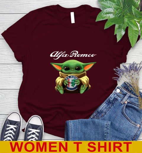 Star Wars Baby Yoda Hugs Alfa Romeo Car Shirt 90