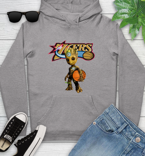Philadelphia 76ers NBA Basketball Groot Marvel Guardians Of The Galaxy Youth Hoodie 6